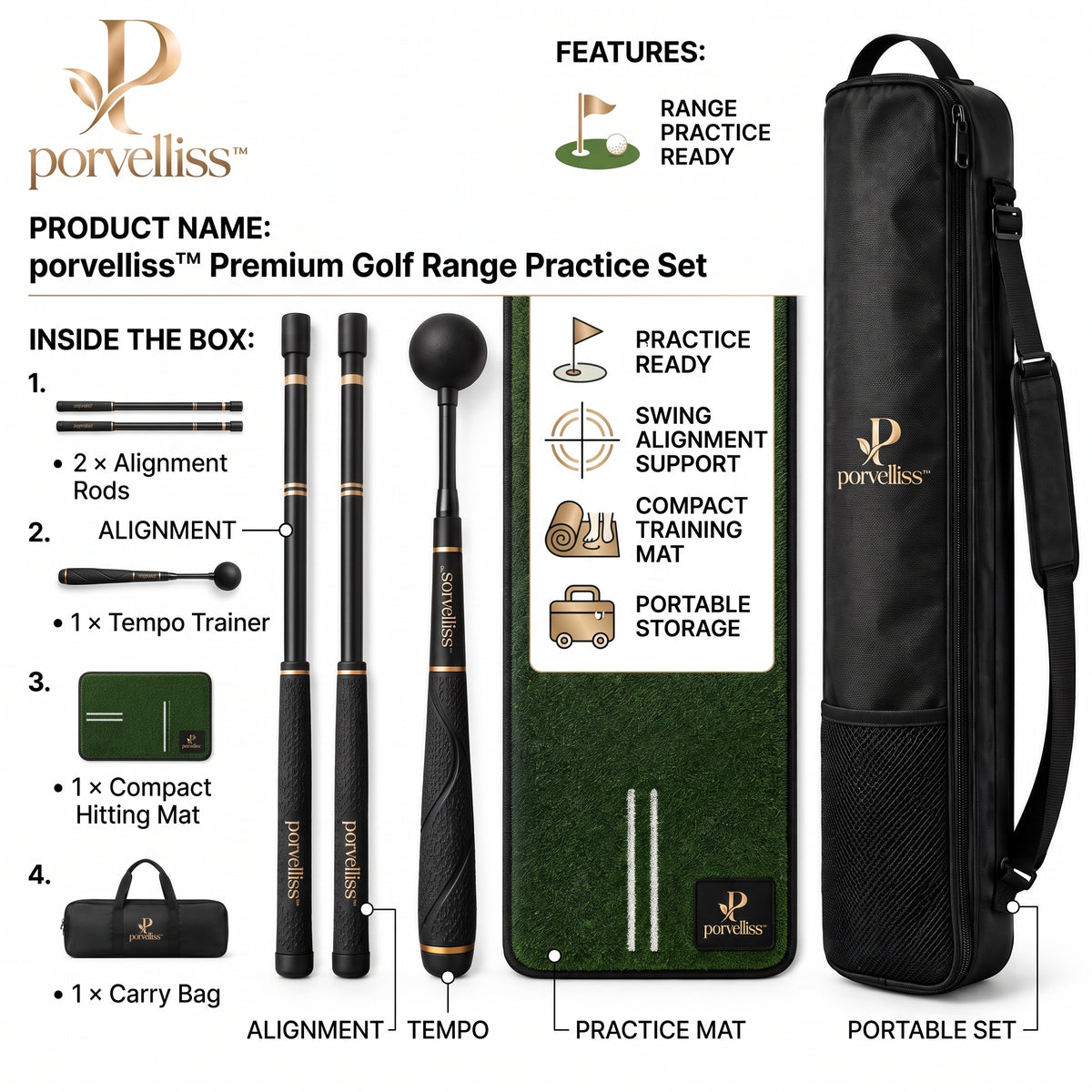 porvelliss™ Premium Golf Range Practice Set
