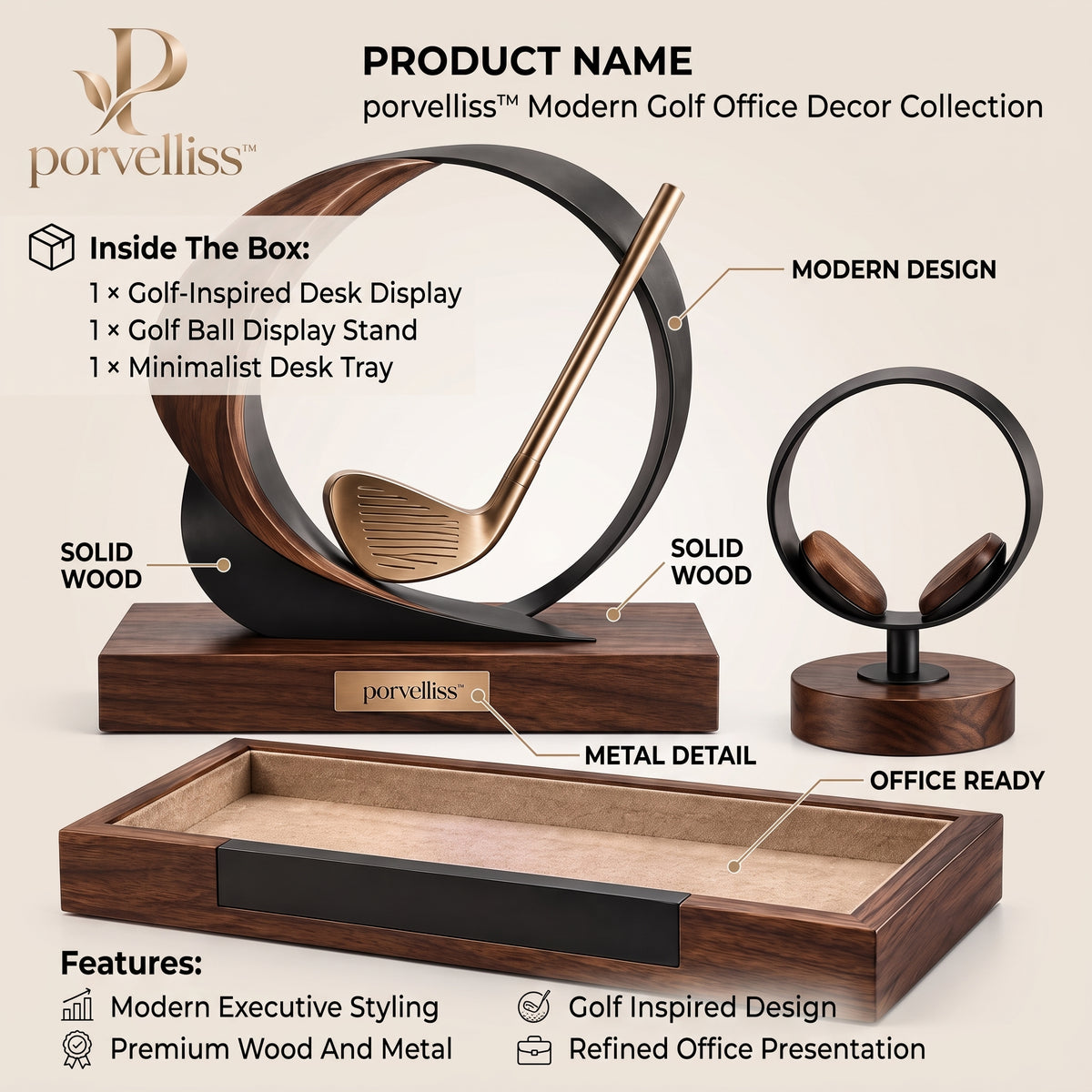 porvelliss™ Modern Golf Office Decor Collection