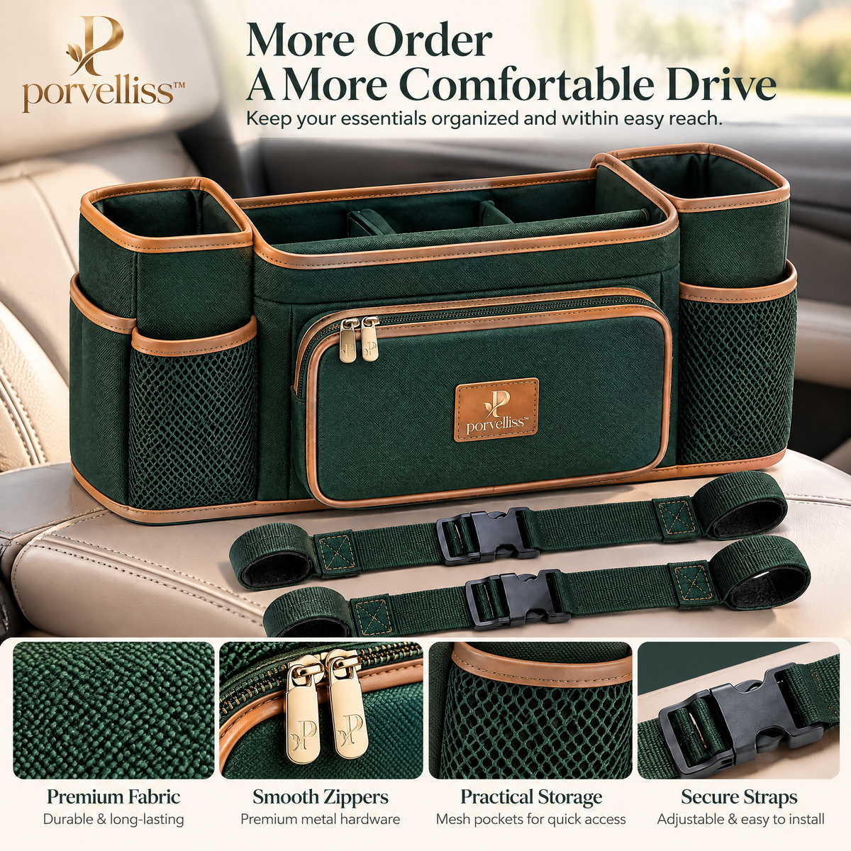 porvelliss™ Ergonomic Golf Cart Organizer