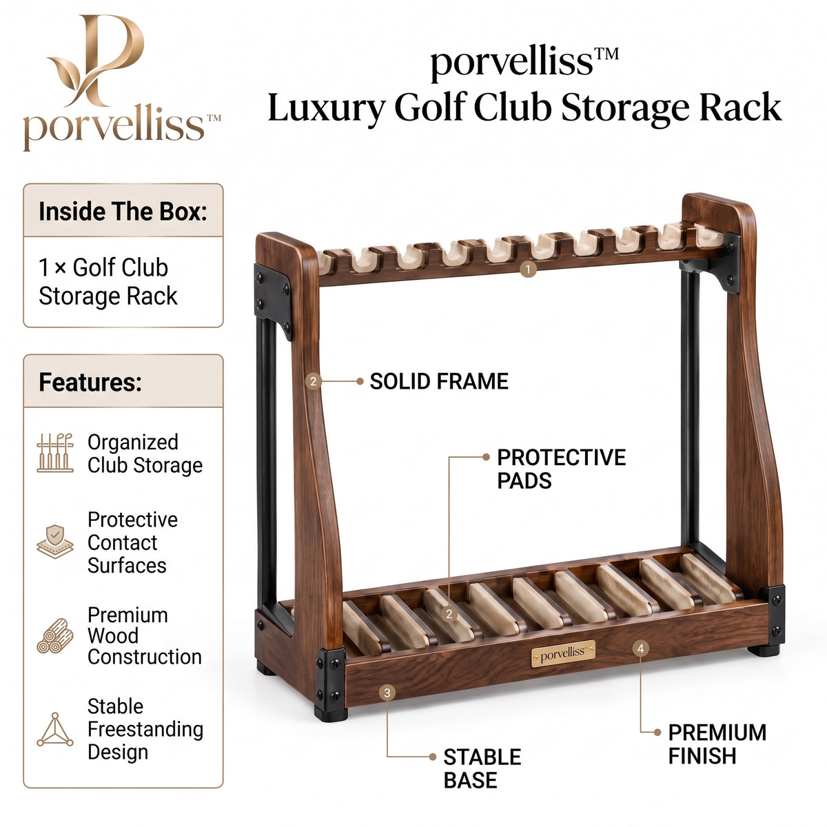 porvelliss™ Luxury Golf Club Storage Rack