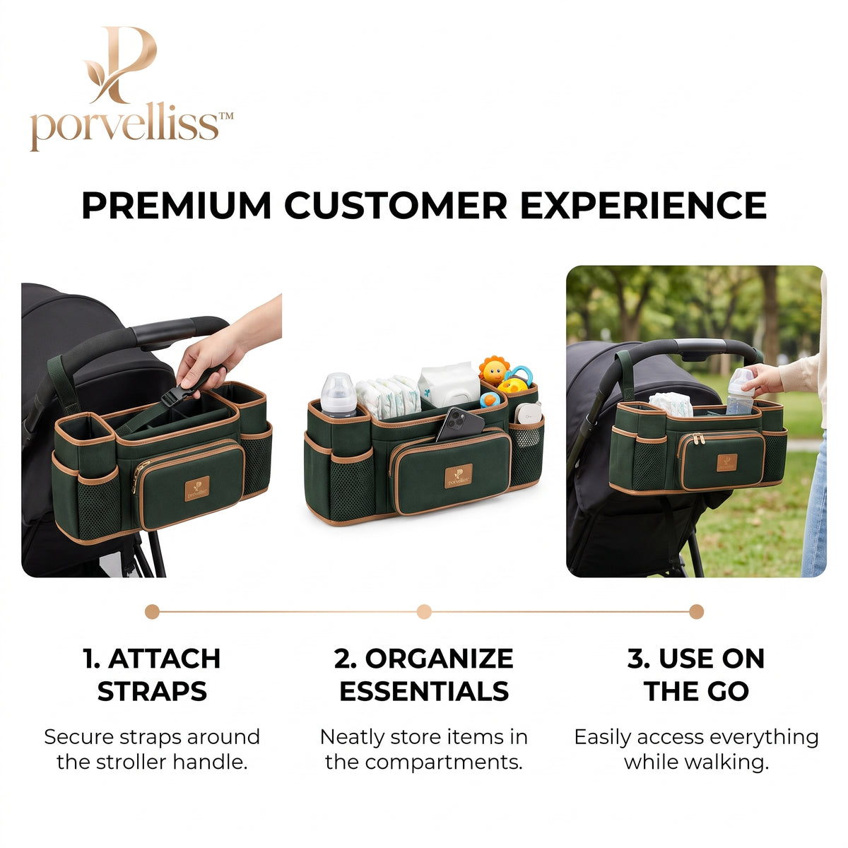 porvelliss™ Ergonomic Golf Cart Organizer